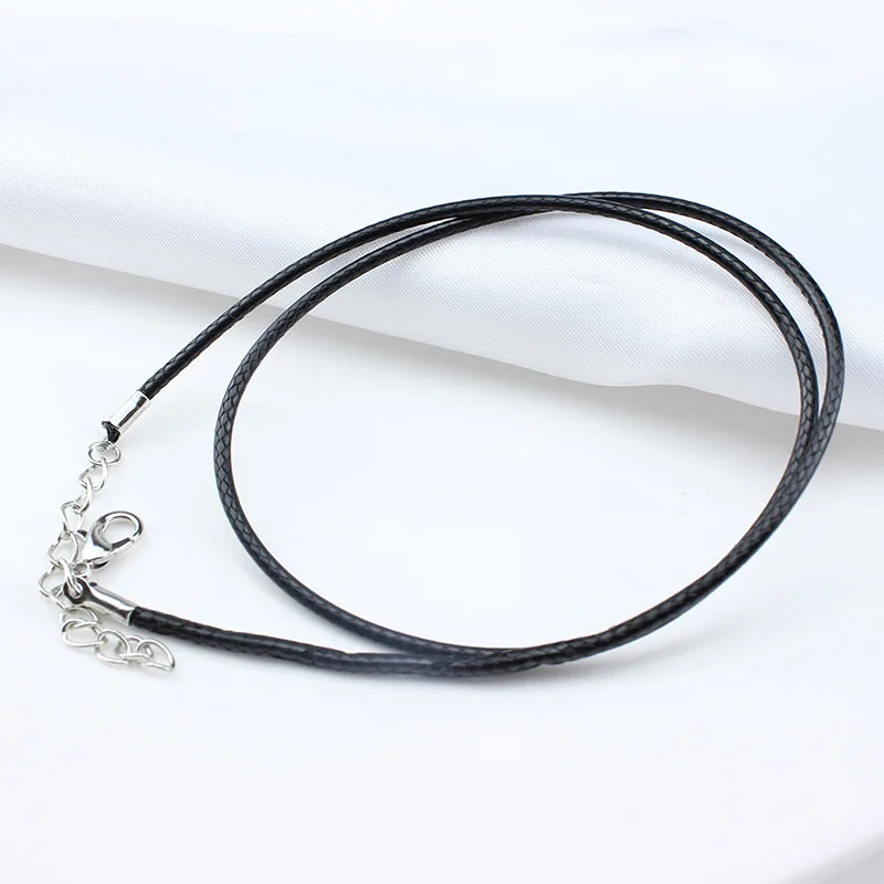 10 шт. корейская мода оптовая продажа черный кожаный шнур Вощеная Веревка цепочка
