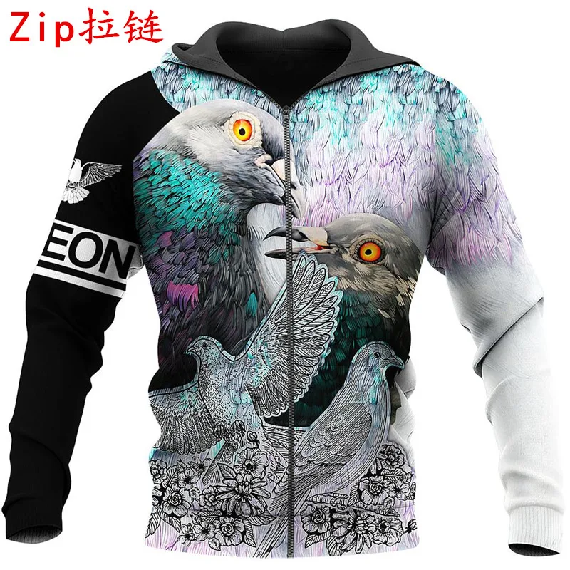 

New Beautiful Pigeon 3D printed men's and women's hoodies/sweatshirts/zipper hoodies for fall/winter fashion casual sportswear