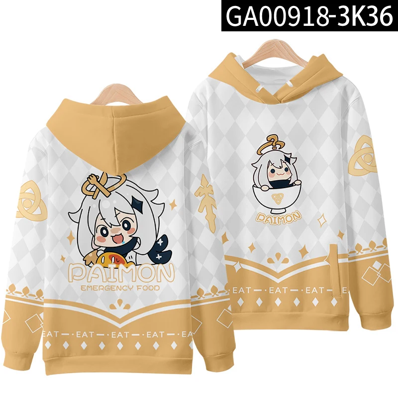 

3D print Genshin Impact Paimon Razor Keqing Klee Ganyu Fashion Fall Winer Suit Hoodies Sportswear Kawaii Women/Men The hooded