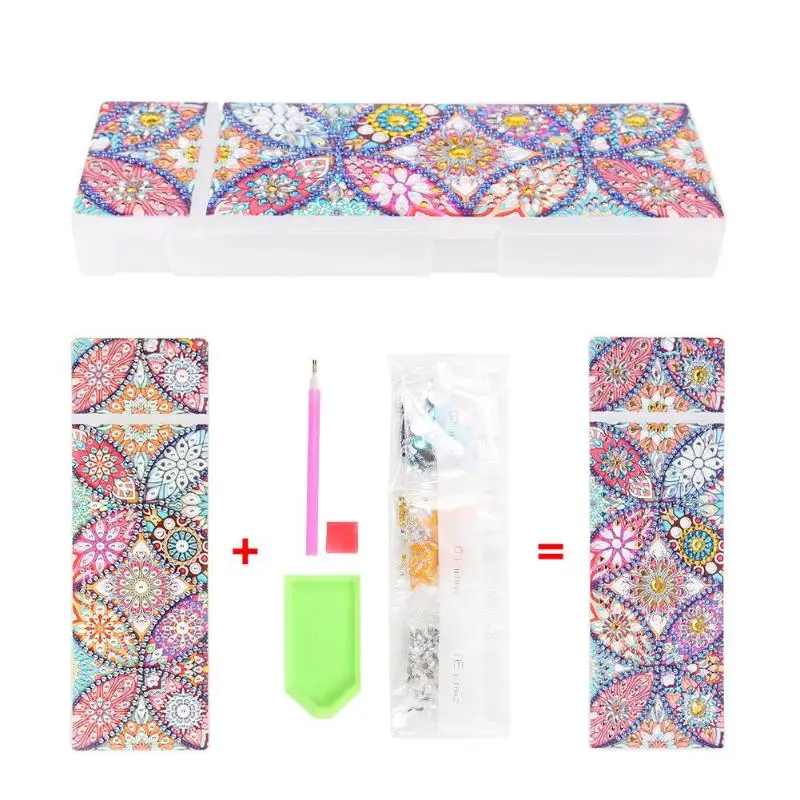 5D DIY Special Shaped Diamond Painting 2 Grids Stationery Pencil Box Rhinestones Diamond Embroidery Mandala Storage Case Gifts - Цвет: I