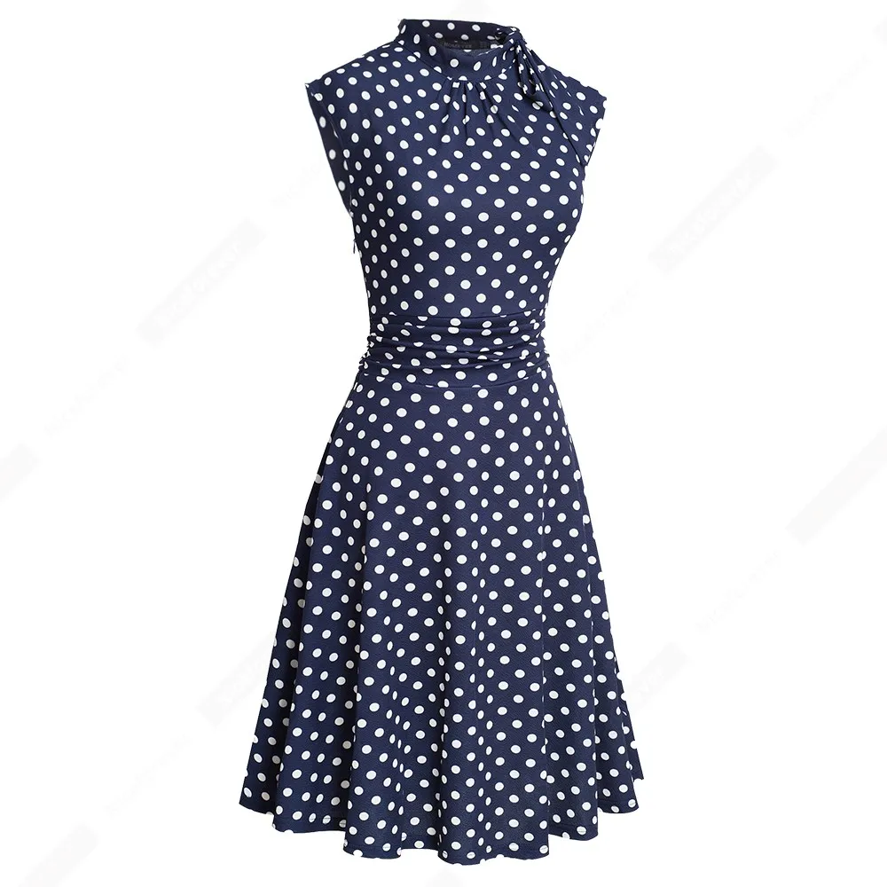 Женское платье с бантом в горошек повседневное Элегантное летнее ТРАПЕЦИЕВИДНОЕ