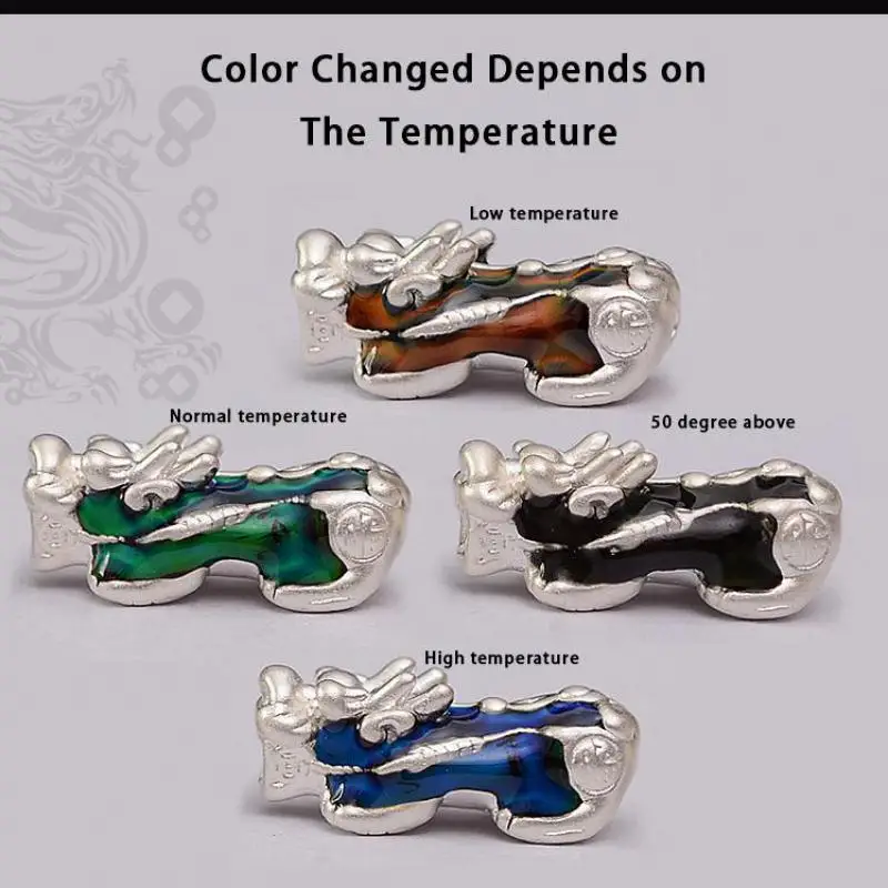 Термохромный браслет цепочка из стерлингового серебра 999 пробы ручной работы Lucky