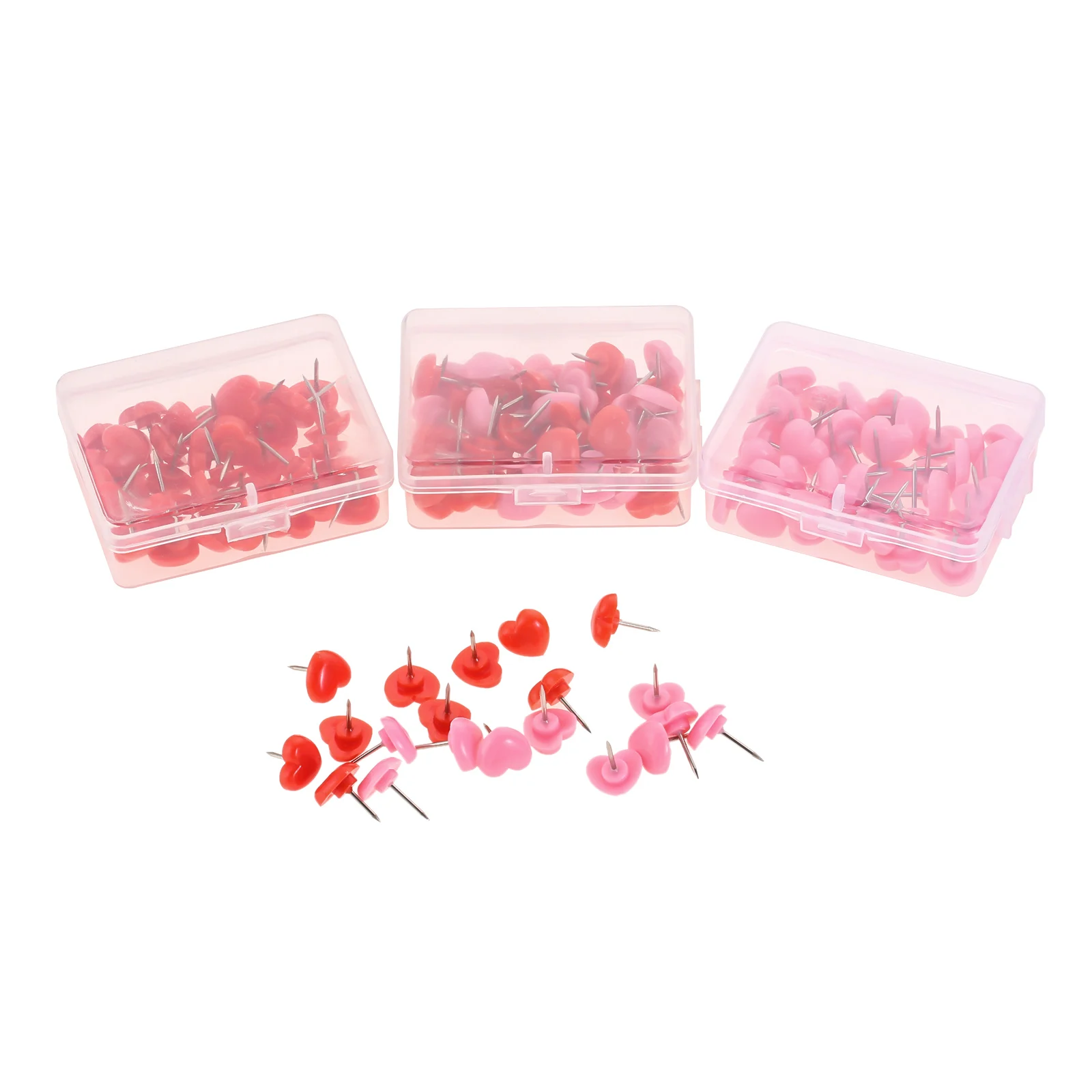 50 шт/коробка Заколки в форме сердца Милые кнопки для бумажек Красные/розовые Пластиковые 1 см/0,39 дюйма Заколки для бумаги Дом/Офис/Школа Творческое украшение Подарок на.