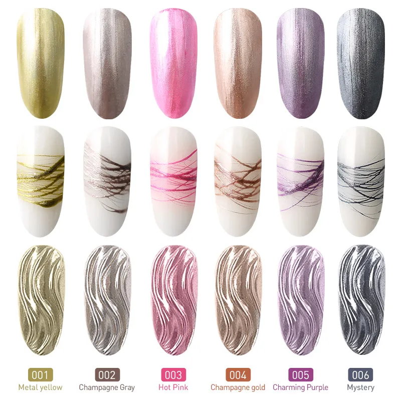 6 шт./лот металлический Гель-лак для ногтей Modelones стойкий Цветной набор