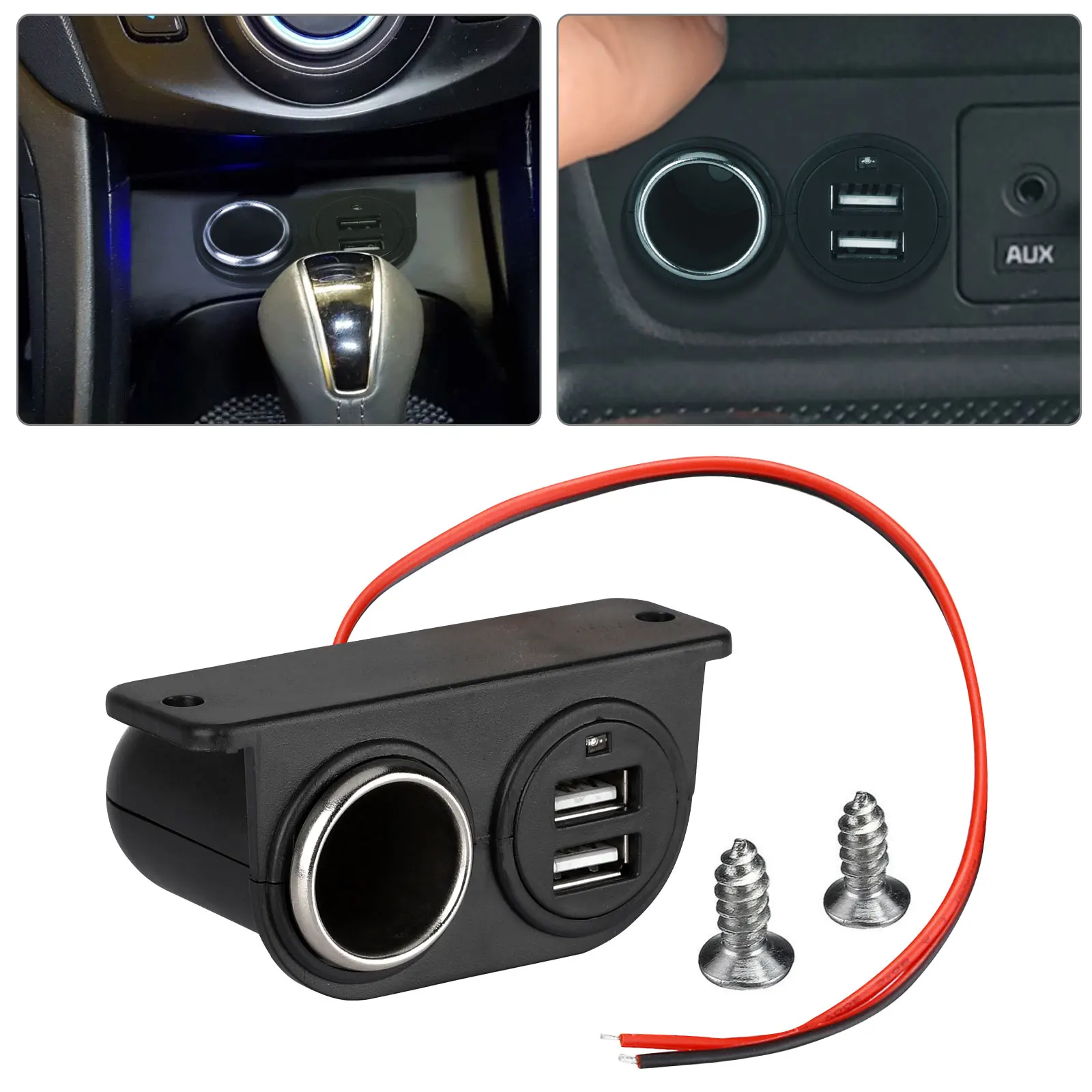 

Вспомогательный Dual USB/Мощность Выход постоянного тока 12V розетка для автомобильного прикуривателя штекер Адаптер