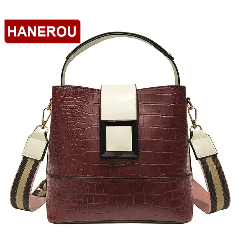 Женские сумки Роскошные красочные на ремне сумка ведро с крокодиловым узором
