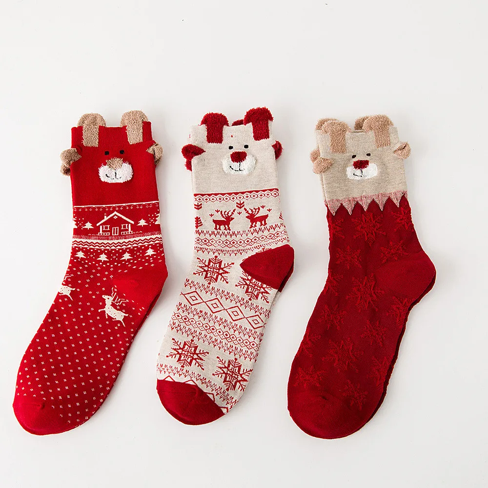 Christmas Women Sock Winter Warm Gifts Stereo Socks Soft Cotton Cute Santa Claus Deer Unisex Xmas | Женская одежда