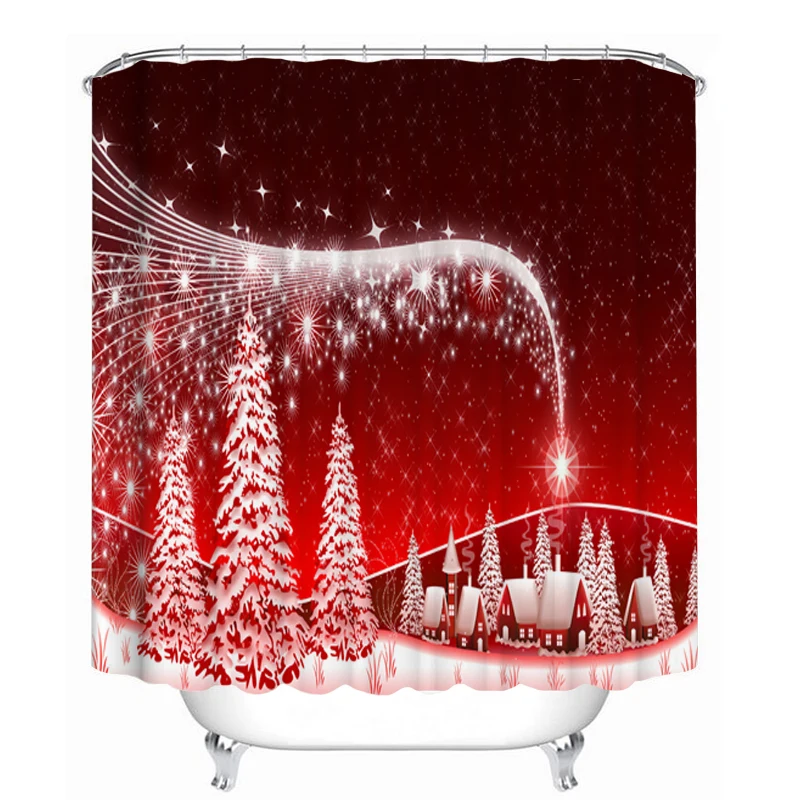 Рождественская занавеска для душа ванной комплект s Противоскользящий коврик с