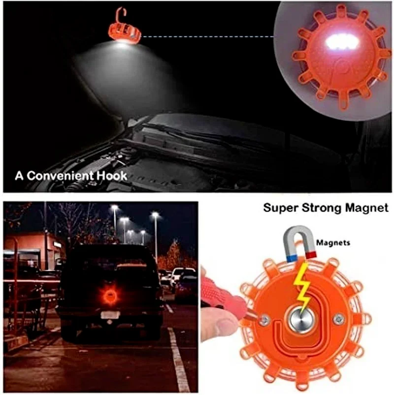 

3pcs/set Road Flares Car Emergency Light Help Flash Beacon V16 Approved Dgt Flare Safety Warning Police Lights Magnetic Strobe