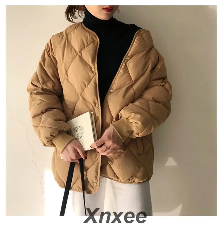 Новинка, офисная мода, повседневная зимняя ветровка, женское теплое свободное хлопковое пальто, верхняя одежда с длинными рукавами, высокое качество, Xnxee