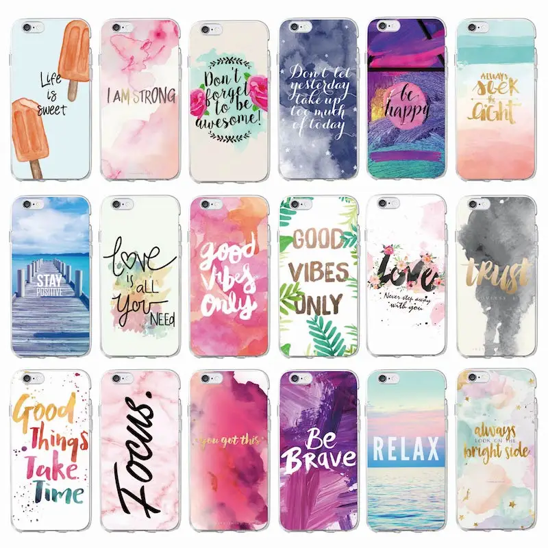 

Positive Good Vibe Only Love Happy Trust Quote Soft Phone Case Fundas Cover For iPhone 12 Mini 11 Pro XR 8 8Plus 7Plus 7 XS Max