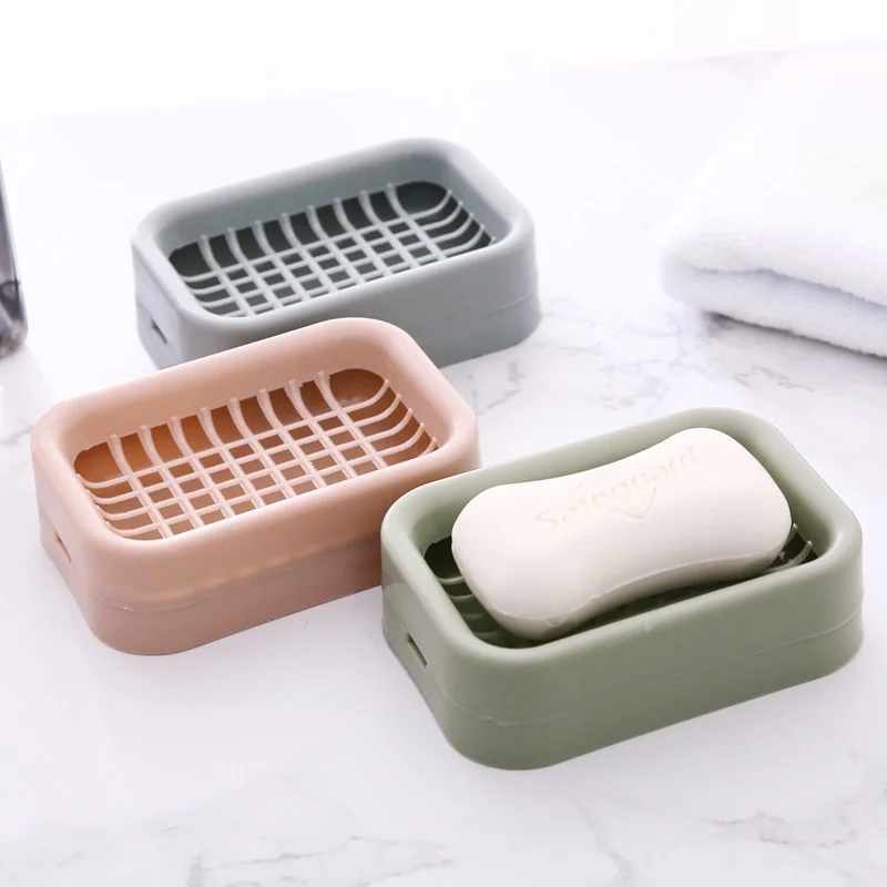 

Bathroom Soap Dish Plate Case Home Shower Travel Hiking Soap Holder Container Soap Box Plastic Double Layer Dispenser Soap Rack