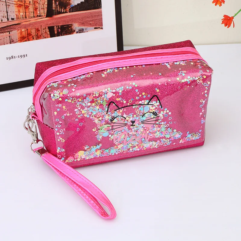 

Оптовая продажа, прямые продажи, милая мультяшная косметика, специальная бумажная дорожная косметичка с блестками и надписью, косметичка н...