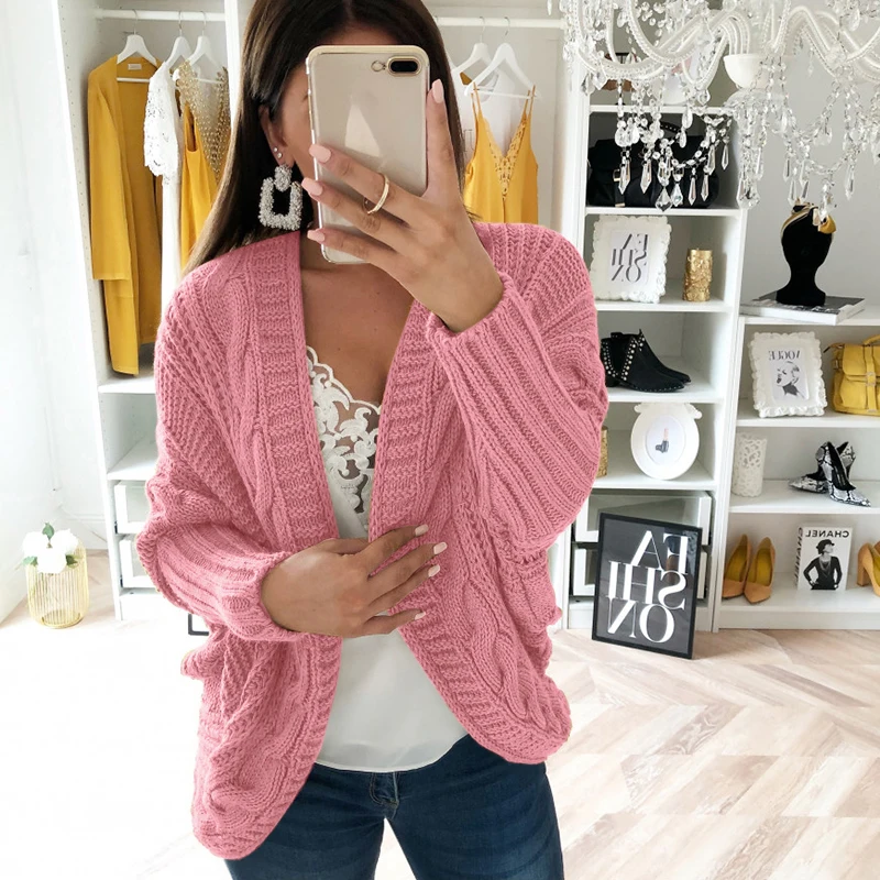 

New S-3XL Autumn Spring Women's Fashion Casual Long Sleeve Solid Long Sleeve Knit Cardigan Women Fall Outfit Women Clothing