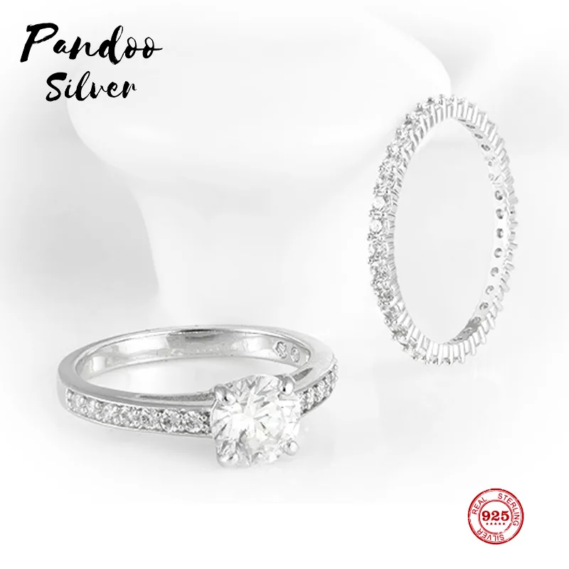 

PANDOO Fashion Charm Pure 925 Silver Original 1:1 Copy, Simple Design Elegant Wild Ring Ring Female Luxury Jewelry Gifts
