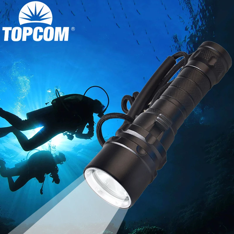 TOPCOM Профессиональный Дайвинг фонарик CREE L2 или XML T6 светодиодный прожектор 100 м 18650 Дайвинг фонарик