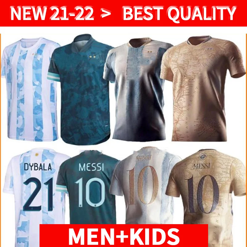 

Men + Kids kit set Argentina soccer Jersey team 2021 adult football shirt 20 21 MESSI DYBALA AGUERO LO CELSO MARTINEZ maradona