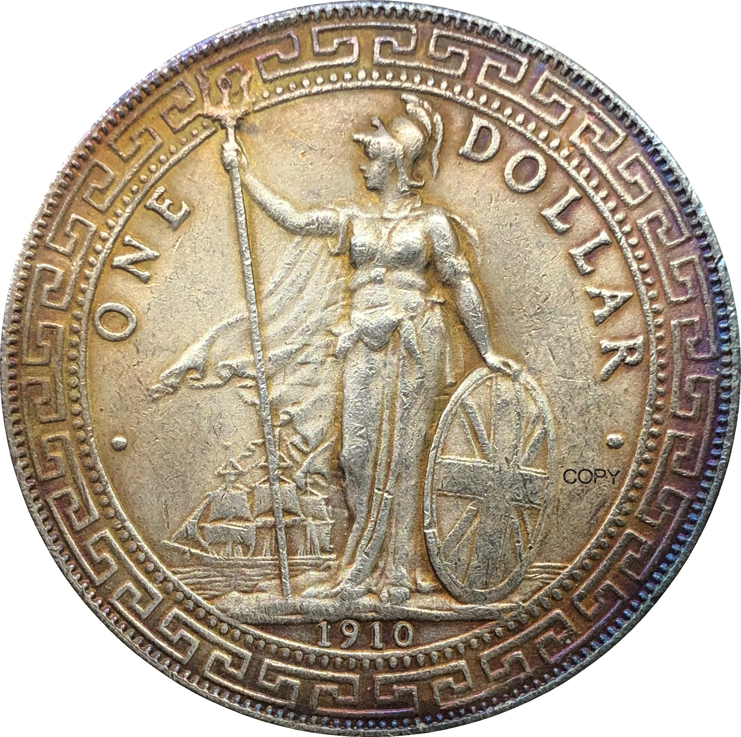United Kingdom 1 Dollar British Trade 1910 One Cupronickel Plated Silver Hong Kong Yi Yuan Copy Coin | Дом и сад