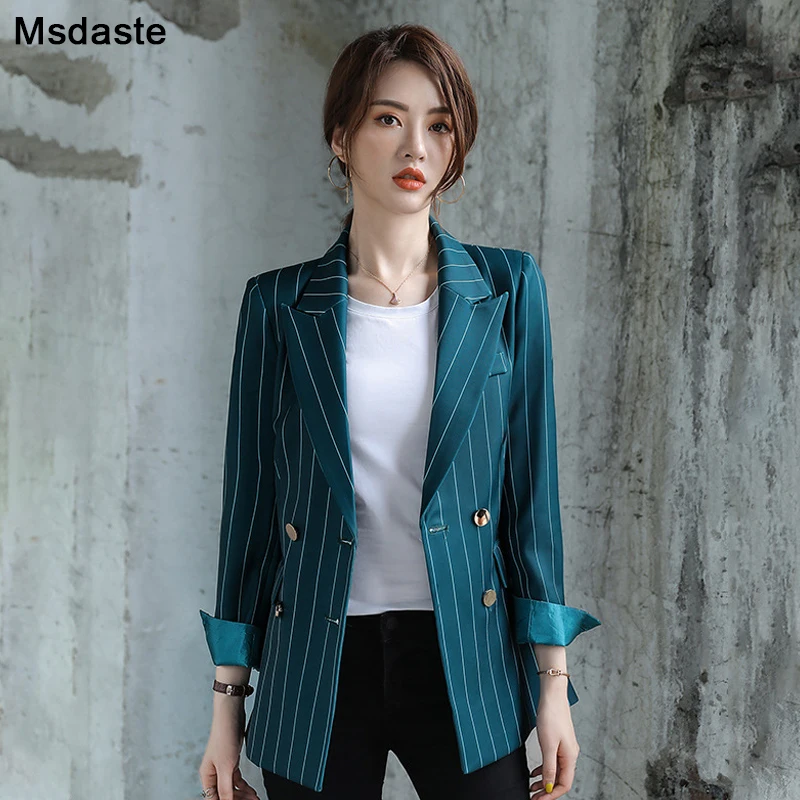 

Blazer Women Coats 2019 Spring Striped Woman Jackets Workwear Plus Size S~4XL 5XL Slim Office Blaser Lady Coat Blazers Feminino
