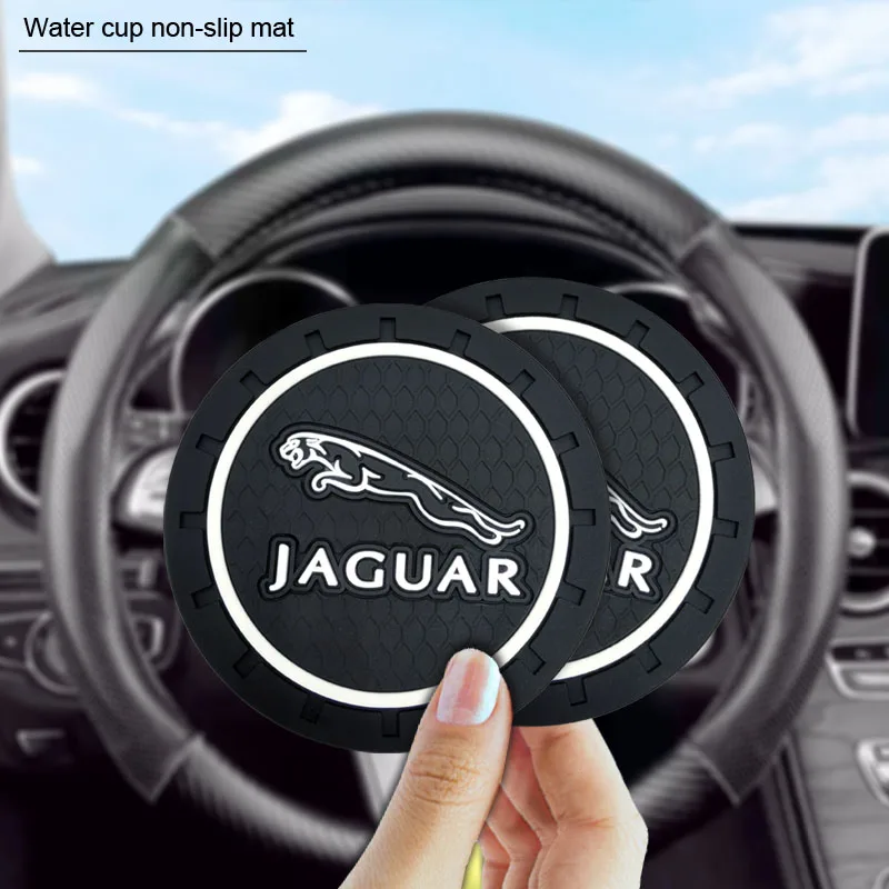 2pcs Car Emblem Anti-Slip Cup Holder Mat Pad For Jaguars XK Tijera Ropa Llavero F-TYPE V8 S XF XJ 13MY I-PACE XE C-X75 F-PACE | Автомобили