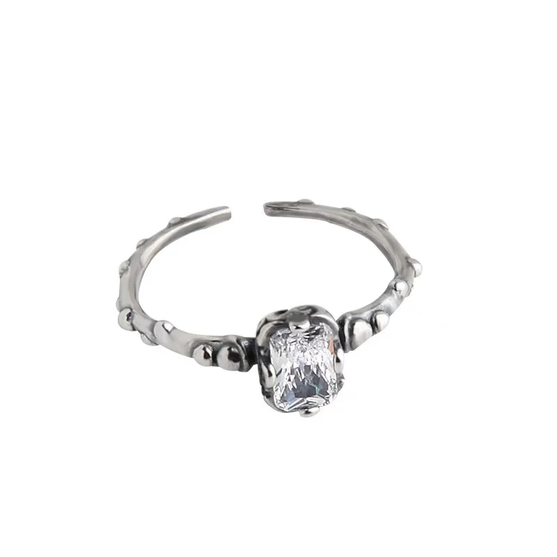 

Eilmana Simple Bone Gemstone 925 Sterling Silver Vintage Ring for Women Special-Interest Design Cold Style Advanced Open Ring