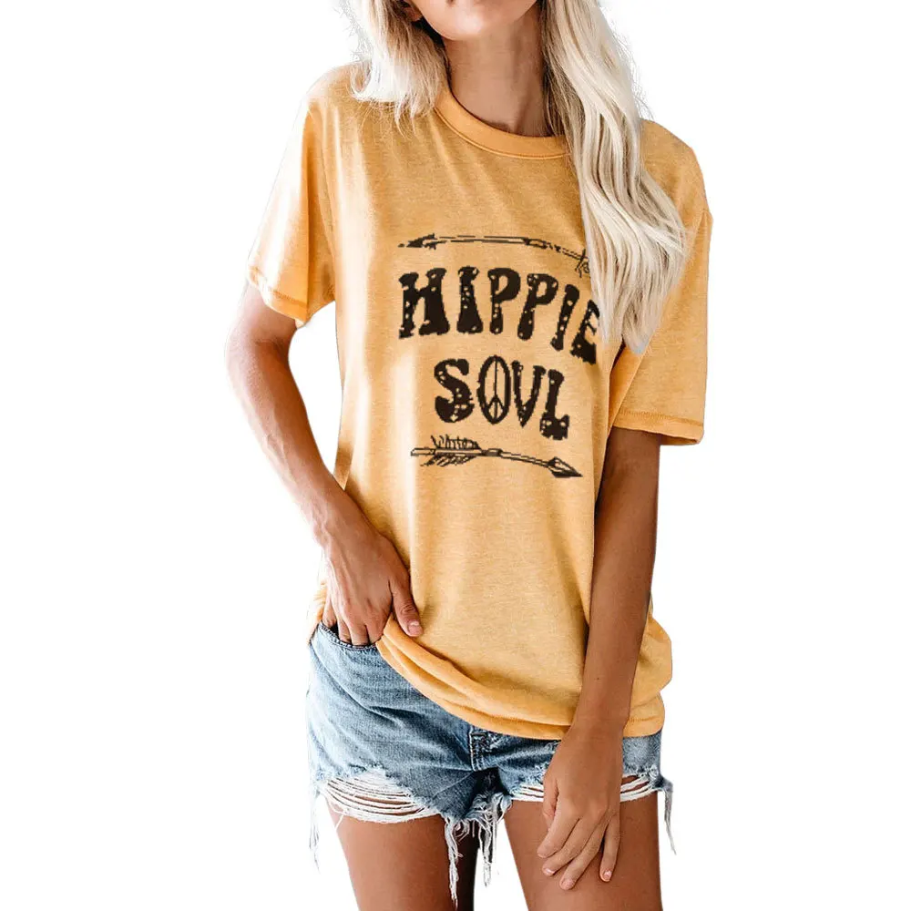 

Carney women's top hip Sovl letter crew neck short sleeve T-shirt