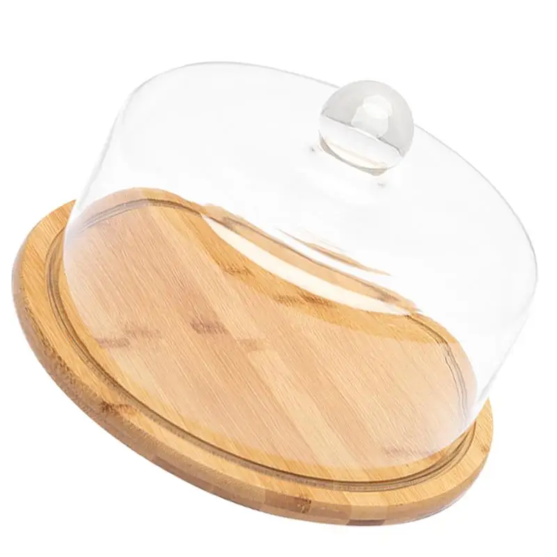 

1 Pc Household Bread Plate Pastry Plate Convenient Snack Tray with Glass Cover