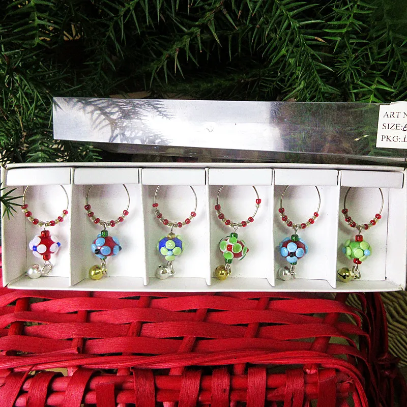 

6 шт./компл. рождественское кольцо декоративный бокал для Вина Подвески вечерние Новый год Кубок украшения для стола в виде колец Рождествен...