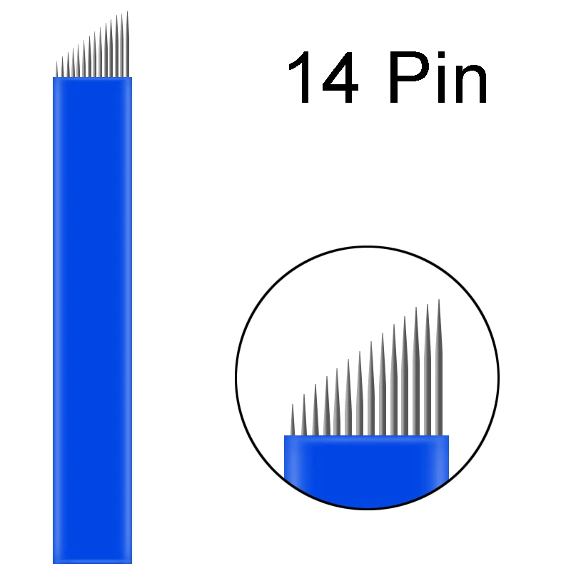 500 шт 18 Pin u-образные иглы для татуировки перманентный макияж бровей вышивка лезвия для 3D микроблейдинг ручная Татуировка ручка - Габаритные размеры: 14pin