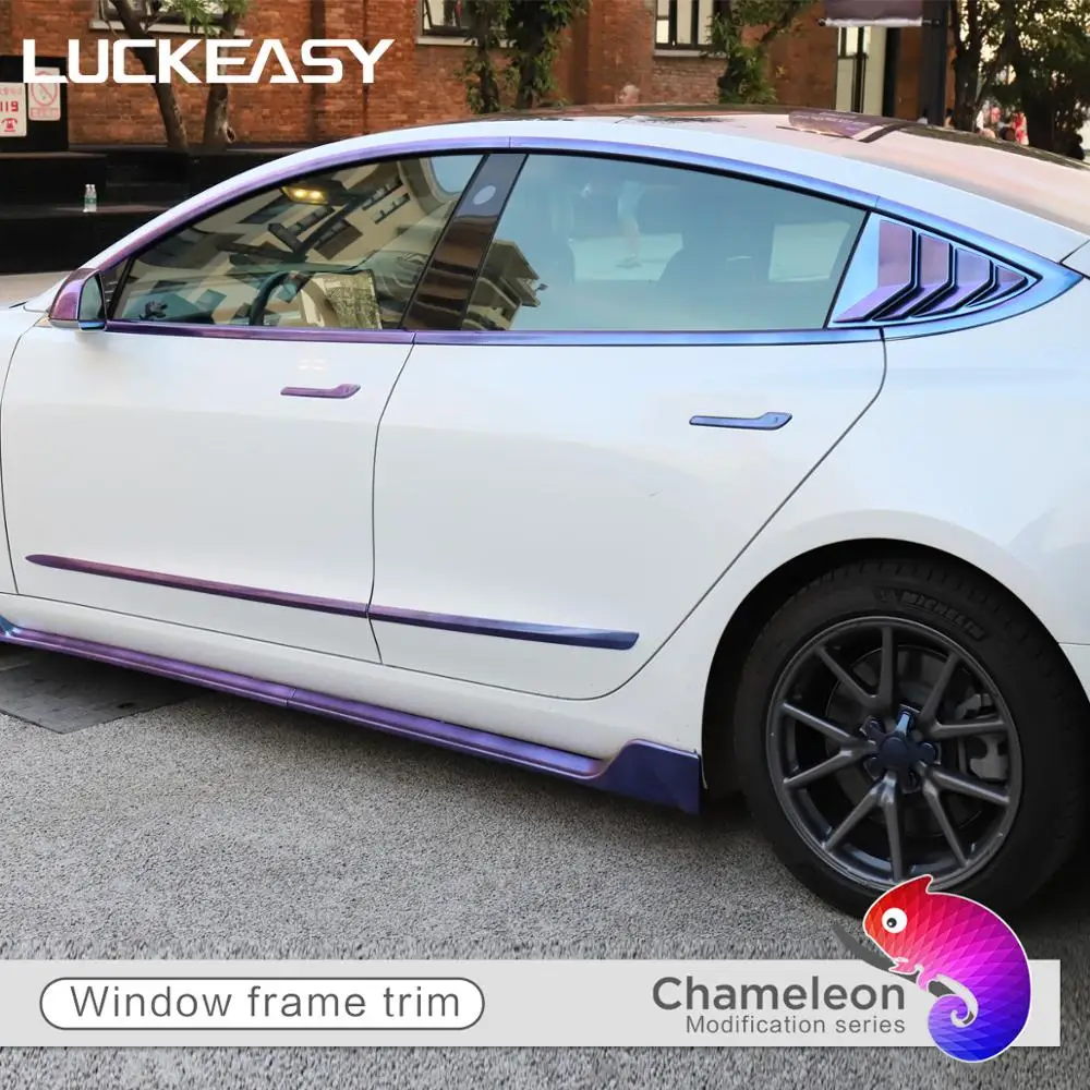 

LUCKEASY for Tesla Model 3 Exterior modification Car window door frame modification trim model3 2021 starry sky chameleon series