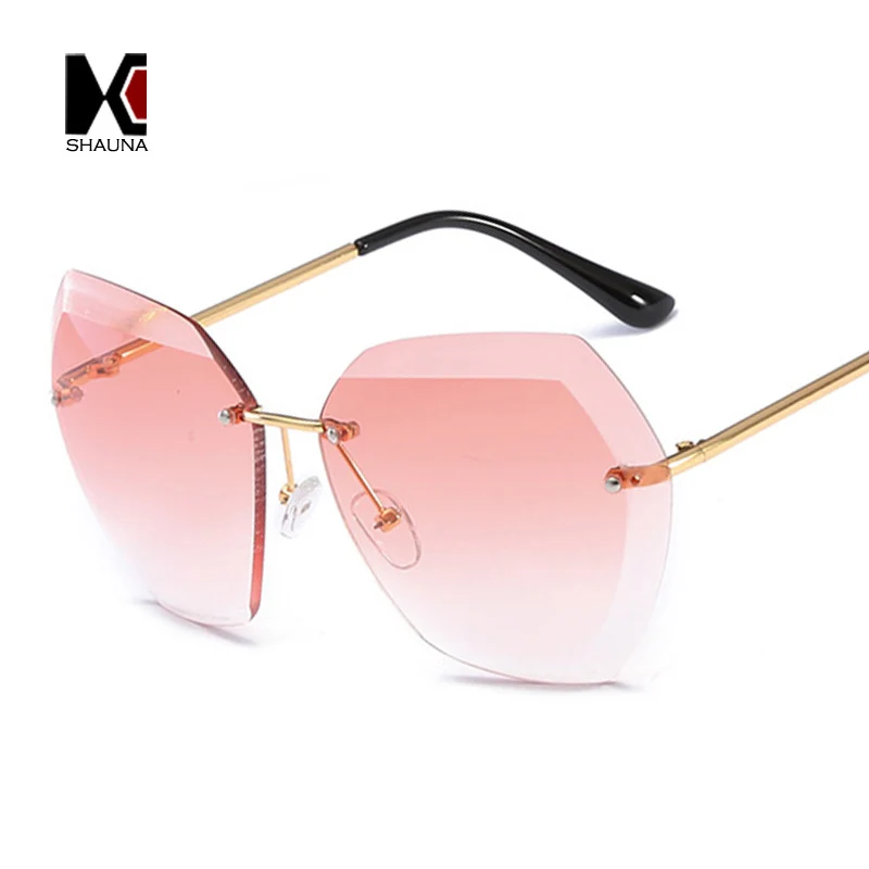 Женские большие очки без оправы SHAUNA классические розовые с градиентными
