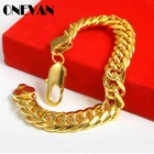 Браслет-цепочка мужскойженский, с кубинским плетением, с позолотой