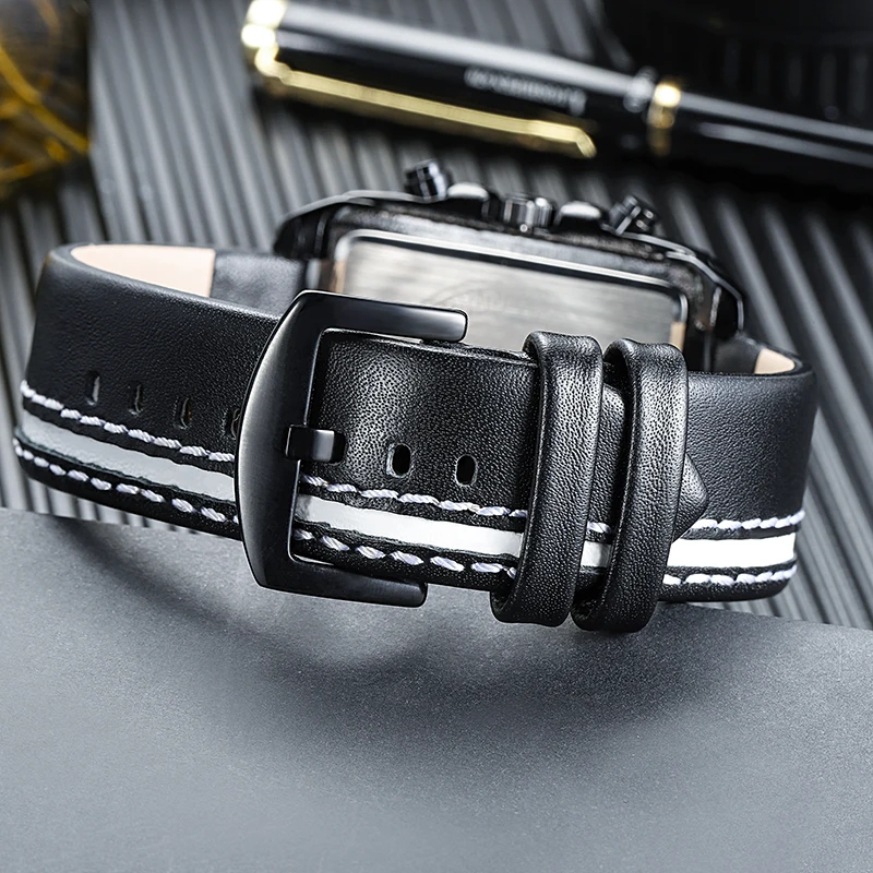 SANDA спортивный Heren Horloges топовый бренд Роскошный хронограф Lederen ремешок кварцевые