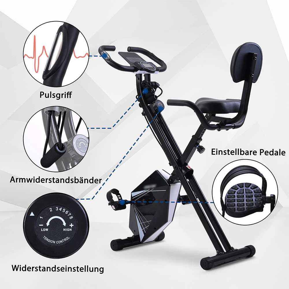 

Foldable Fitness Bike Machine LCD Display Sensor Traction Strap Stationary Excercise Indoor Home Cycling Slimming Bicycle Train