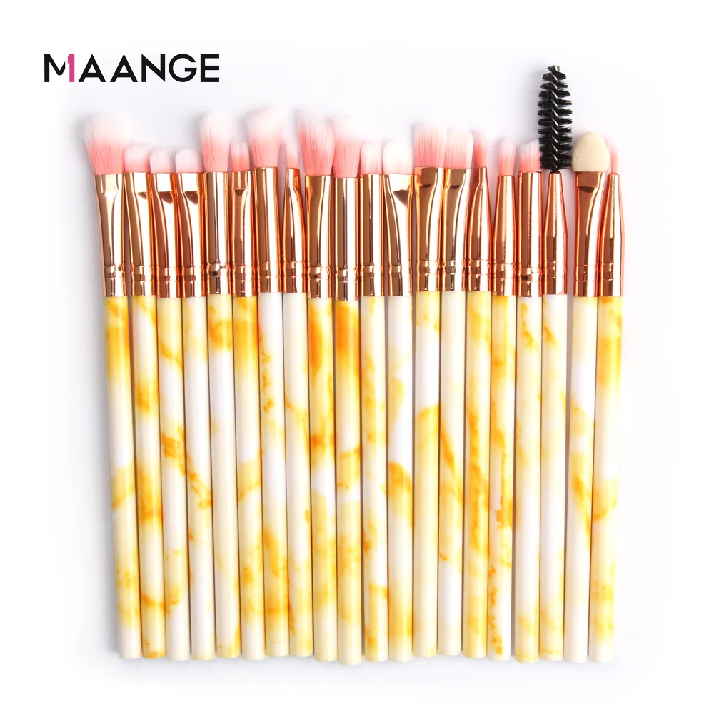 20Pcs-Yellow Makeup brushes set pro 10/20Pcs Multifunctional Brush Marbling EyeShadow Blending Eyeliner Eyelash Eyebrow Brush For Makeup Tool - Handle Color: 20Pcs-Yellow