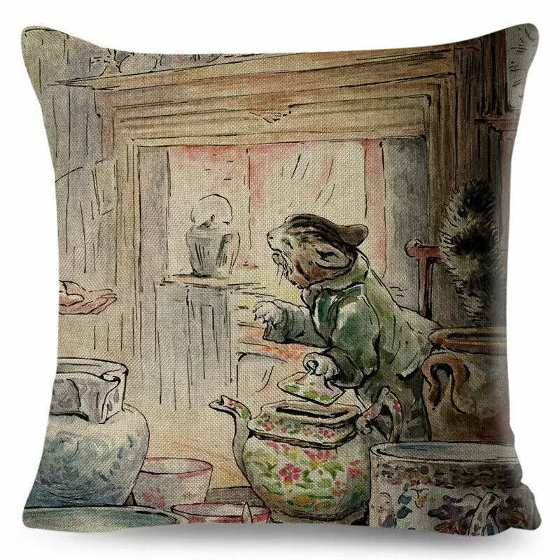 

Cute Cartoon Rabbit Cushion Cover Print Decor Animal Pillows Pillowcase