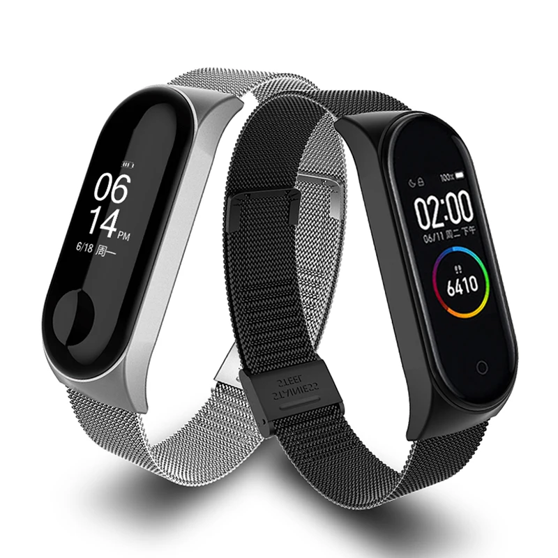 Ремешок из нержавеющей стали для Xiaomi Mi Band 3 4 сменный металлический браслет