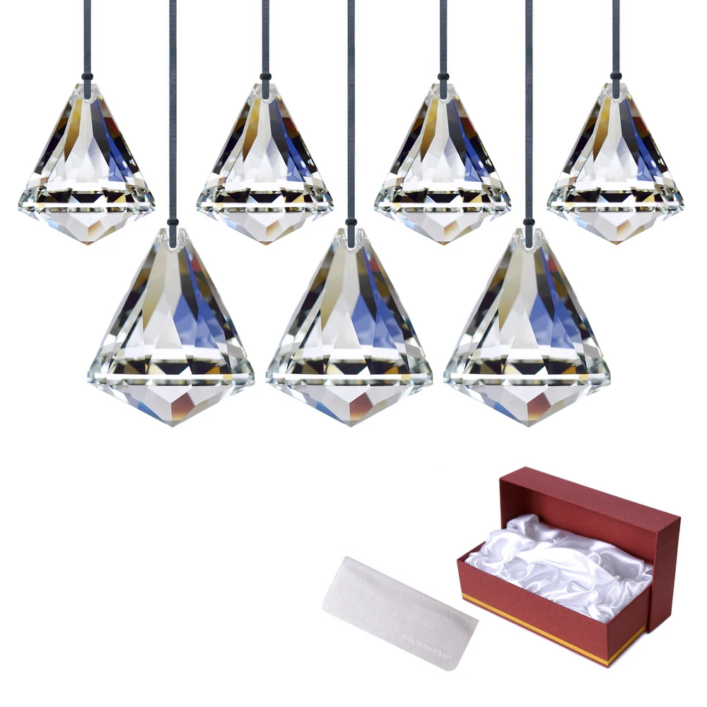 GOLDENHAITAI-colgante de cristal con forma de prisma para decoraci&oacute;n del hogar, adorno de diamante, fabricante de arco&iacute;ris, 30/45mm, 7 unidades-1