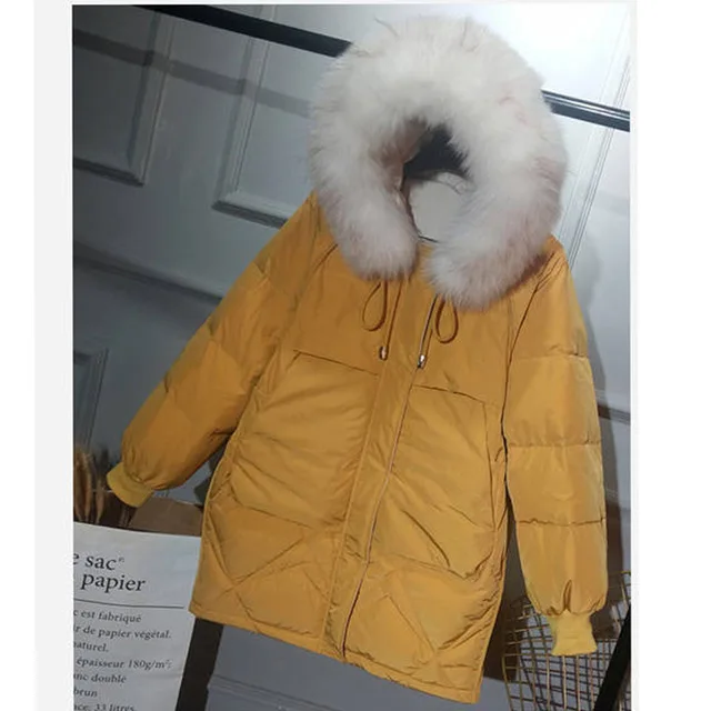 Зимняя куртка с капюшоном меховой воротник Женская парка пальто 2019 большой
