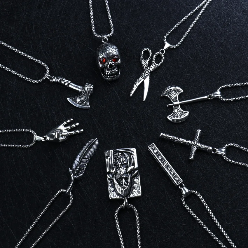 

New Hip Hop Fashion Stainless Steel SKULL Necklace Titanium Steel Pendant Gothic Punk Style Party Jewelry Anniversary Gift