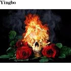 Полный квадратный круглый 5D DIY алмазная живопись Пламя Череп Роза искусство Алмазная вышивка крестиком Набор Мозаика горный хрусталь Декор подарок