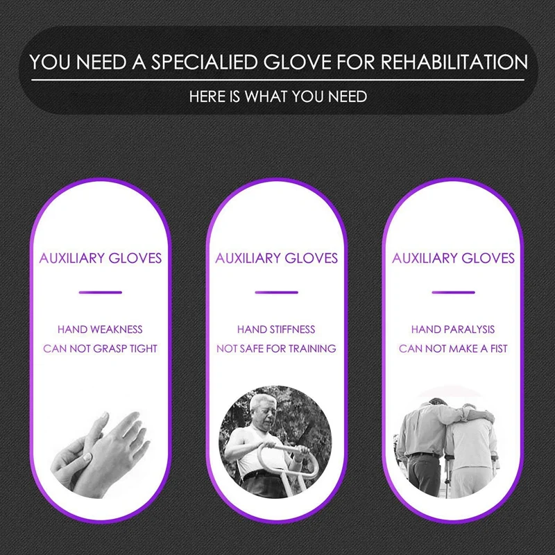 Finger Splint Brace ability, Finger Gloves Brace Elderly Fist Stroke Hemiplegia Hand Training [Single Hand]- Black