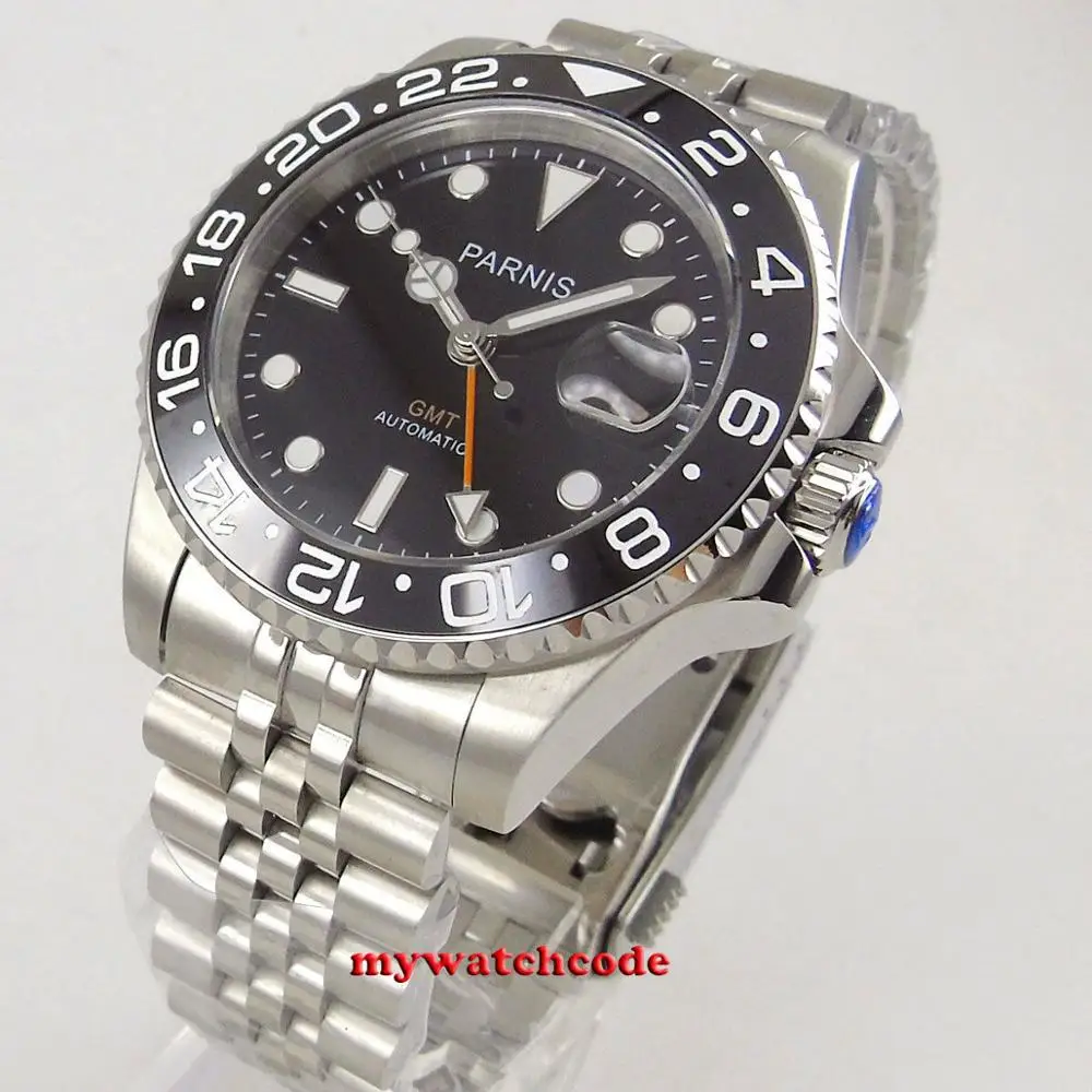 Часы мужские механические с черным циферблатом и сапфировым стеклом 40 мм |