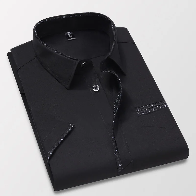 Мужская деловая рубашка с коротким рукавом белая черная синяя классическая