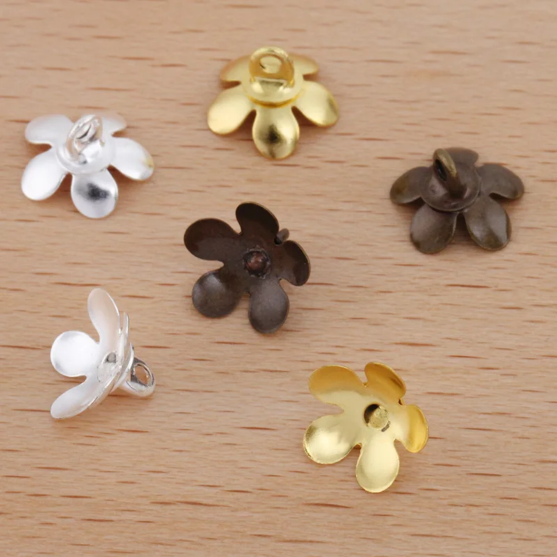 

8mm Vintage Flower Bell Bead End Charms Caps with Loop & 5 Filigree Petals Legs Crafts Connectors Settings Findings