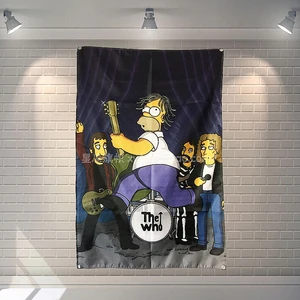 Rock and Roll Pop Band Team Logo Concert Posters Flag & Banner Popular Music Theme Painting KTV Bar Cafe Home Wall Decoration C3