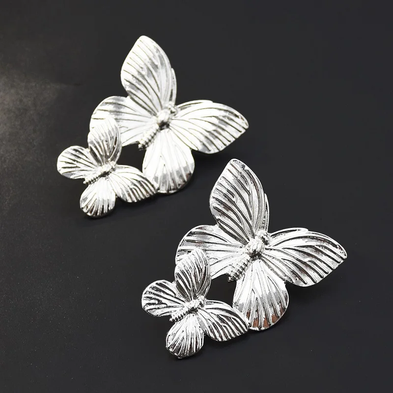 Большие винтажные женские серьги Exknl из сплава эффектные висячие в форме бабочки