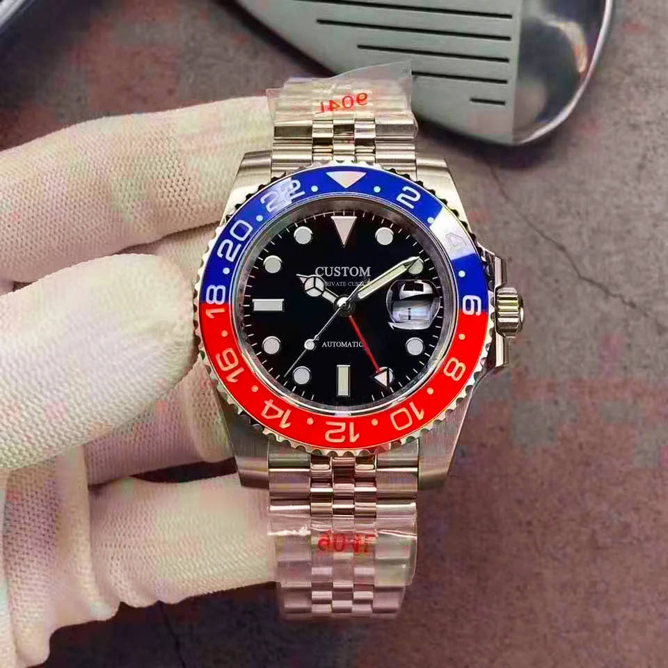 

Men's watch luxury brand 40mm automatic mechanical watch GMT sapphire ceramic bezel dial imitation water