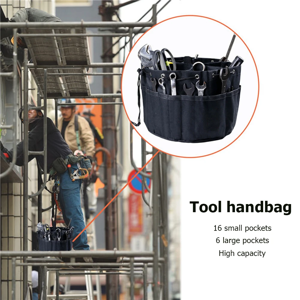 

22 Pockets Round Drawstring Storage Organizer Garden Tools Handbag Tote Hand Electrician Hardware for Outdoor Working