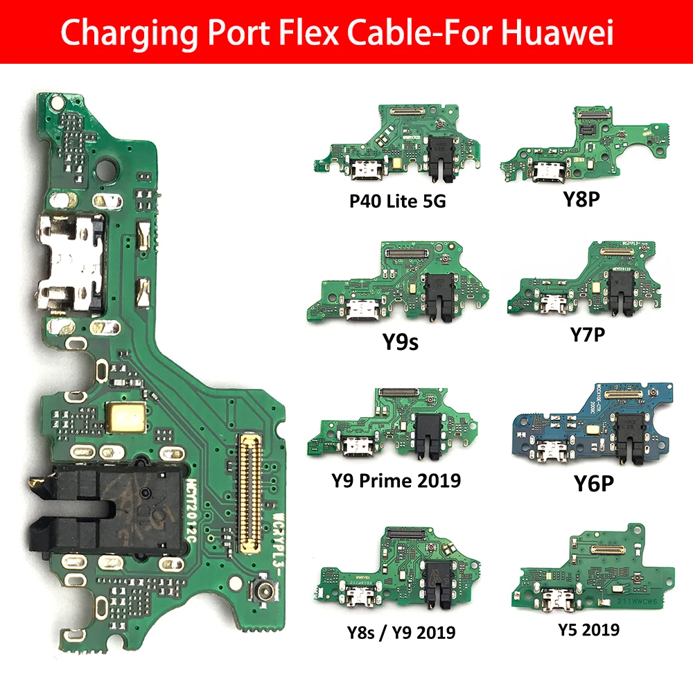 

USB Connector Charger Charging Port Flex Cable For Huawei Y5 Y6 Pro Y7 Y8 Y9 P Prime Y7A Y9S Y6P Y8S Y8P Y7P Y6S P40 Lite 5G E